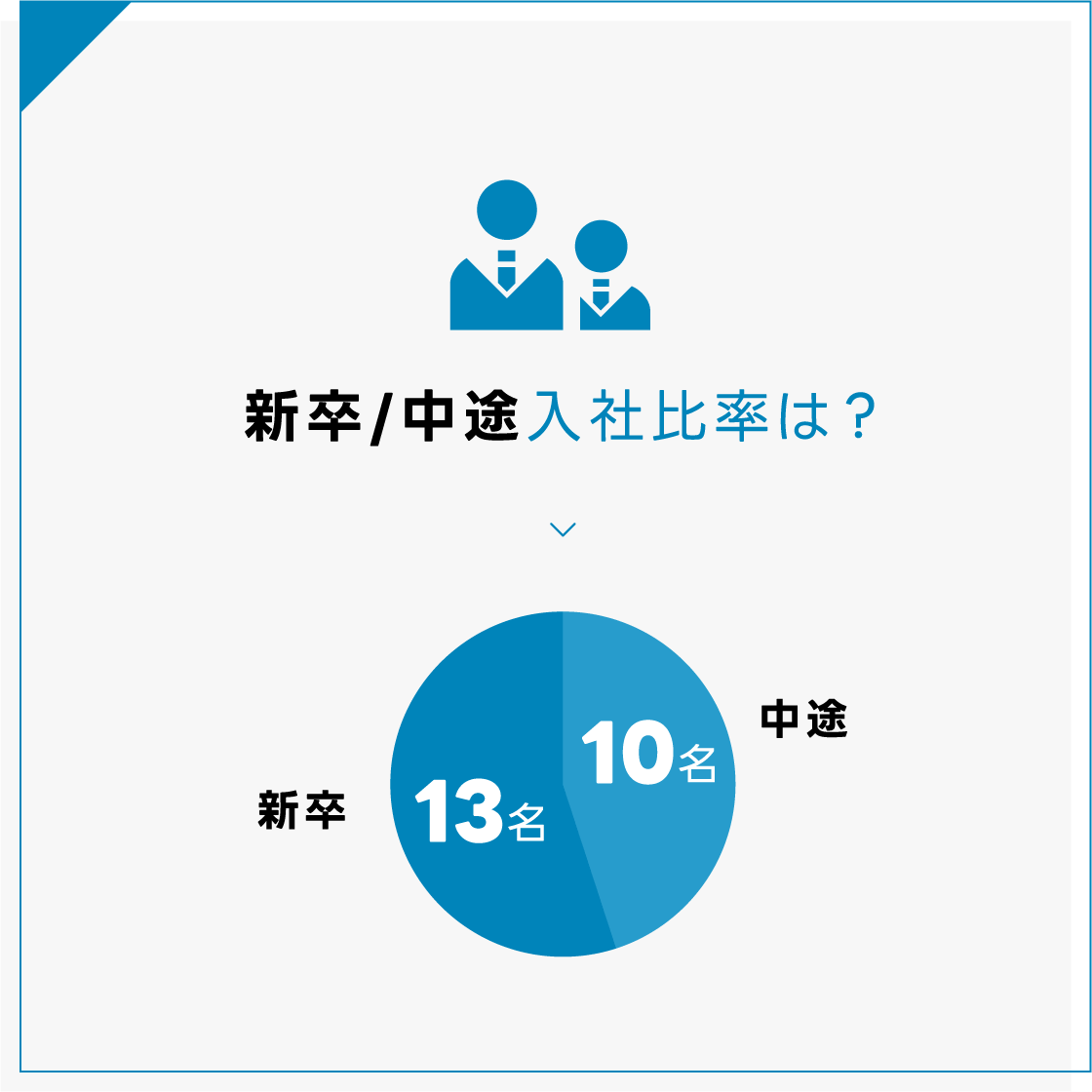 新卒/中途入社比率は？新卒13名、中途10名